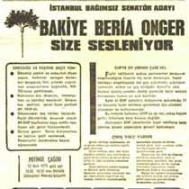 Bakiye Beria Onger seçim afişi